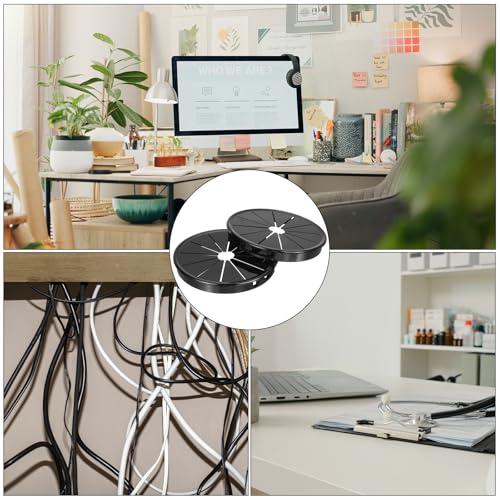 uxcell 3Pcs Desk Grommet Black, Snap Bushing Grommet with Shutter for Holes with 3.54"(90mm) Mounting, Round Nylon Snap in Cable Desk Grommet for Cables and Cords Management - size: 90mm