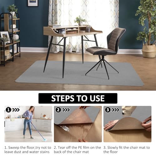 Office Chair Mat for Hardwood Floor & Tile Desk Mat for Rolling Chairs Protect Hardfloor Desk Area Rug for Workstations, Durable Chair Mat for Home and Office Use (Light Grey, 36X48 in) - color: Light Grey, size: 36X48 IN