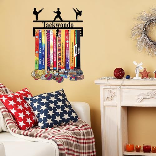 Resama Medal Hanger Holder Display Wall Rack Frame Shelf-Medal Hanger Awards Ribbon Soccer,Gymnastics,Holder Display Rack for 60 Medals - color: Taekwondo
