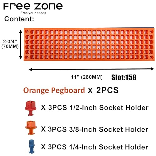 Free Zone Bit Organizer Set (Orange) – 158-Hole Bit Storage – 1/4" Hex Bits & Drive Bits Adapter Storage – Toolbox Storage (Tools Not Included) - color: Orange