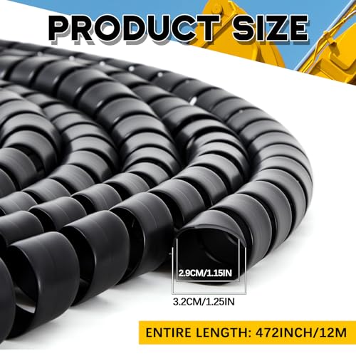 1 Pcs Spiral Wrap Cable Protector, Safe 1.25" Od x 40' Pre Cut Lengths Hydraulic Hose Protector Wrap to Avoid Wear and Extend Life for Hydraulic Pneumatic Hoses(Black) - color: Black, size: 1.25" Od X 40'