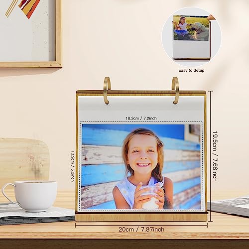 ZEEYUAN 5x7 Desktop Photo Album Display 5X7 Standing Flip Photo Album on Stand with 60 PVC Pockets, 5x7in Horizontal Pictures Tabletop Photos Collection - color: 5x7 Photos-horizontal, size: 5x7 inch
