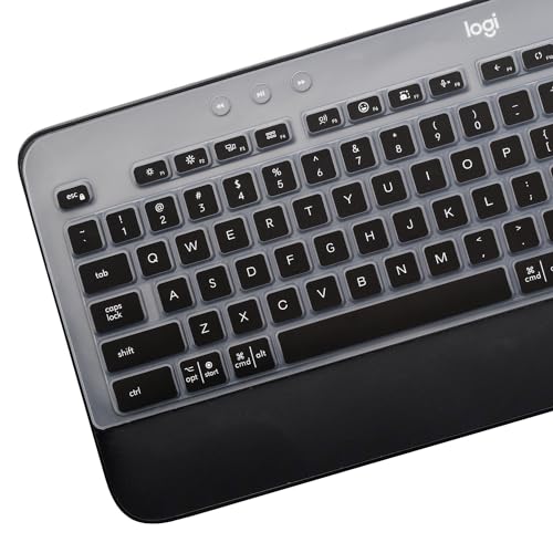 Keyboard Cover Skin for Logitech MK545 MK540 Wireless Keyboard, Logitech MK545 Keyboard Protector, Logitech MK540 Ultra Thin Desktop PC Silicone Clear Keyboard Skin Protector-Black - color: Black