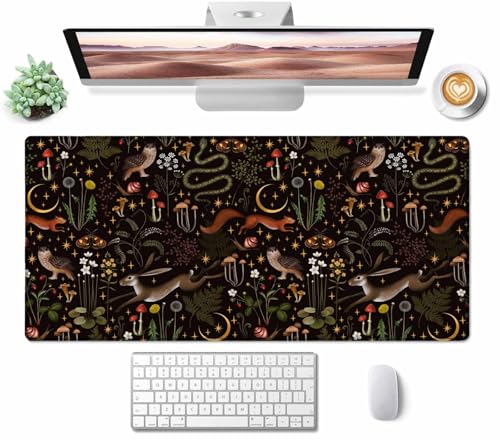 Gaming Large Mouse Pad with Stitched Edges, Desk Mat, Extended Keyboard Pad, Non-Slip Rubber Base Desk Pad for Keyboard and Mouse, 31.5X15.7 inch, Fairy Forest Pattern - color: Fairy Forest Pattern, size: 31.5L x 15.7W inches