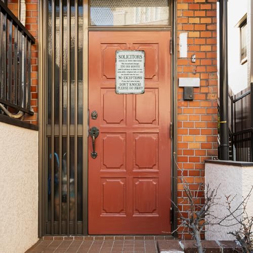 Humorous No Soliciting Sign for House Funny, No Soliciting Yard Metal Signs, No Solicitors Sign for Home Office Front Door, Don't Knock Metal Signs Vintage Humorous Warning Decor 8X12 Inches - color: Funny No Soliciting Sign