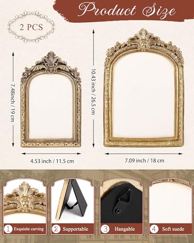 Wonderjune 2 Pcs Gold Jewelry Display Frame Vintage Jewelry Stand 10″, 7″ Resin Necklace Organizer Ring Holder Earring Tray for Photography Props Women Wedding Gifts(White,Large,Small,Elegant) - color: White, size: Large,Small, style: Elegant