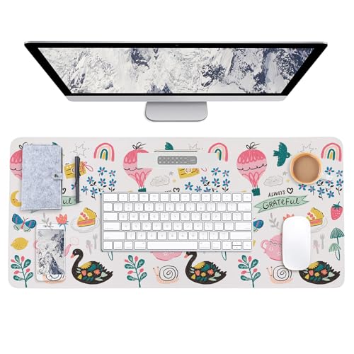 AUPET Leather Desk Pad Blotter Mat, Large Mouse Pad, Non-Slip Waterproof Desk Writing Pad Protector, Desk Decor for Office,Home,Gaming (Always Grateful, 35.4X15.7 inch) - color: Always Grateful, size: 35.4" x 16.7"