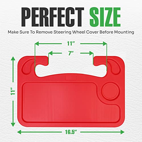 lebogner Steering Wheel Tray, Car Food Trays For Eating, Laptop, Tablet, iPad Or Notebook, Hook On Auto Steering Wheel Desk Table, Fits Most Vehicles Steering Wheels, Travel Car Accessories, Red - color: Red
