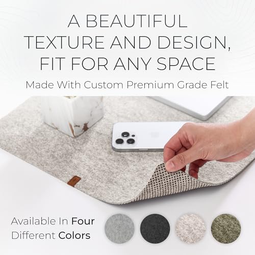 Nordik Large Felt Desk Mat – Stone Oat Beige – 35 x 17 inch – Computer Desk Mat – Keyboard and Mouse Pad – Large Desktop Felt Pad - color: Stone Oat