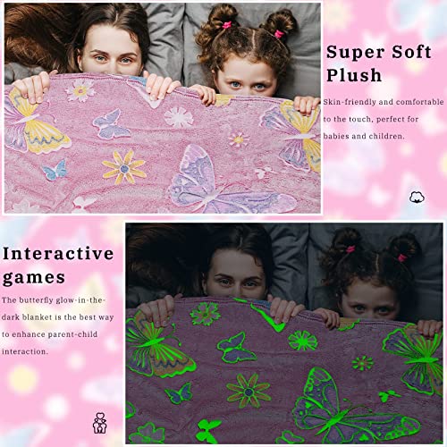 Butterfly Gifts for Women Girls, Birthday Graduation Gifts for Girls Butterfly Blanket, Kids Toddler Glow in the Dark Blanket Soft, Cute Insect Throw Room Decor 40"x60" - color: Fluorescent Butterfly, size: Throw Size 40" x 60" (102 x 152 cm)