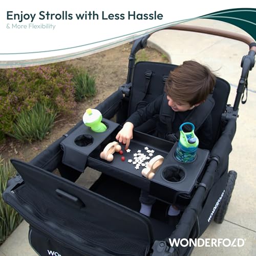 WONDERFOLD Flex Snack Tray for L2 Stroller Wagon with Convertible Cup Holders & Adjustable Sidewalls to Maximize Space, Easy to Install, Easy to Clean - size: L2 Flex