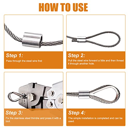 mankk 330Pcs Aluminum Crimping Loop Sleeve 8 Sizes (3/64'' 1/16'' 5/64'' 3/32'' 1/8'' 5/32'' 3/16'' 1/4'') Wire Rope Sleeves Double Cable Ferrules Kit M-109-330PCS - size: 330PCS