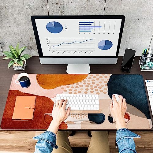 LATEEFAH Desk Mat, Mouse Pad with Wrist Rest, 4-in-1 Large Mouse Pads for Desk, Ergonomic Mouse Pad and Keyboard Wrist Rest Gaming Keyboard Mat for Office, Home - color: 4Pcs-Watercolor Block