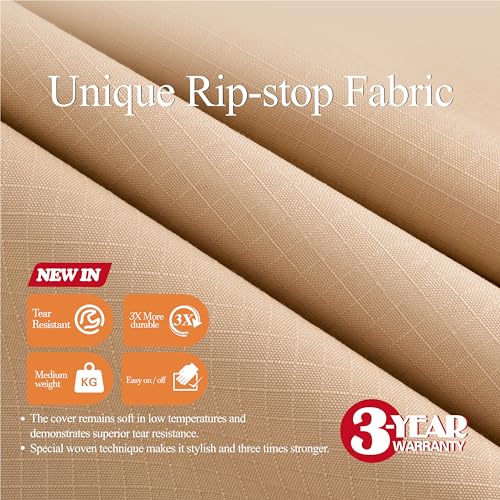 WJ-X3 Patio Chair Cover, Outdoor Lounge Cover, Heavy Duty, Waterproof Lawn Chair Covers, 36W x 40D x 36H, Beige, 2-Pack - color: Beige, size: 36W x 40D x 36H, 2-Pack, Lounge Chair