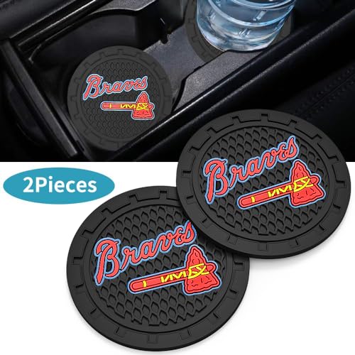 Car Cup Holder Coasters for Atlanta Braves Baseball Fans, Braves Car Coasters for Cup Holder Insert Silicone Non-Slip - color: 11br12av