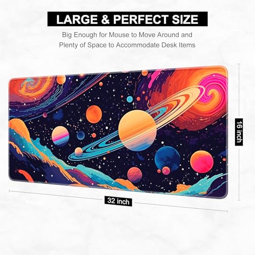 Desk Pad, 32" x 16" XXXL Extended Large Gaming Mouse Pad, Desktop Decor Desk Mat, Men Women Office Supplies and Accessories, Cute Anime Mouse Mat for Laptop & Keyboard, Romantic Universe - color: Romantic Universe