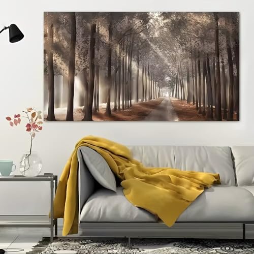 Forest Path in Morning MistVintage Rustic Canvas Wall Art - 12x24in Unframed Poster- Home & Office Decor for Living Room, Bedroom, Kitchen & Cafe - color: Forest Path