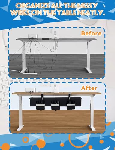 No Drill Under Desk Cable Management Tray - 36" Under Desk Cord Organizer,Clamp/Screw Mount Cable Management, Premium Fabric Cord Hider for Wire Organizer for Office, Home