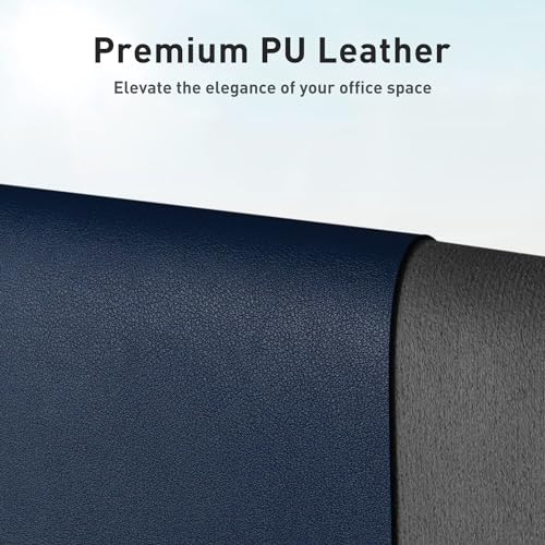Aothia Leather Desk Pad Protector, Mouse Pad, Office Desk Mat, Non-Slip PU Leather Desk Blotter, Laptop Desk Pad, Waterproof Desk Writing Pad for Office and Home (Dark Blue,23.6" x 13.7") - color: Dark Blue, size: 23.6" x 13.7"