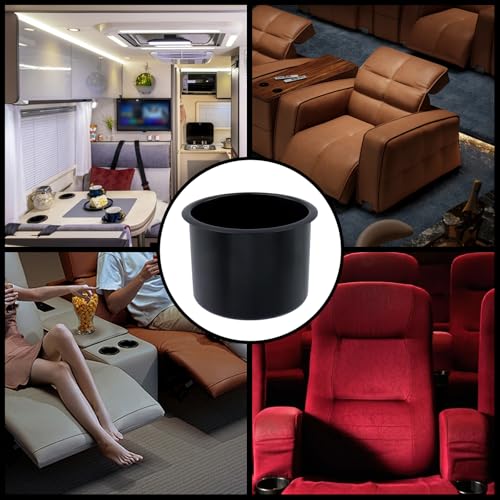 Dnyta 4 Pcs 3.8" x 2.6" Black Plastic Cup Holder Insert Medium Car Seat, Cup Holder Sofa Insert Replacement for Sofa, Boat, Truck, Car, Recliner - color: 4pcs, Black, size: 3.8" x 2.6", Bottom U-shaped groove