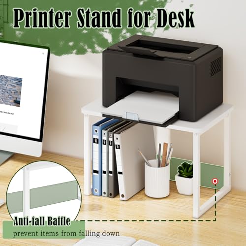 MARTY Printer Stand with Storage for Desk, Desktop Printer Stand Shelf Organzier for Home/Office Heavy Duty Printer Riser Under Desk Small Printer Table for Fax Machine Copier Scanner(White) - color: White, size: 2 Tier without Drawer