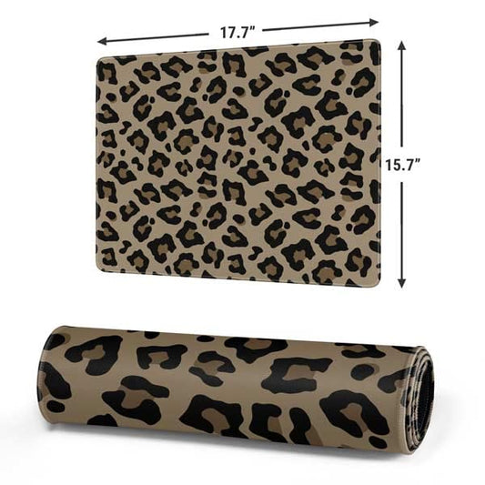 Skinit Medium Gaming Mouse Pad - Leopard Print Design with Stitched Edges, Waterproof, Non-Slip Rubber Base, Desk Mat for Keyboard & Mouse, 17.7" x 15.75" inches - color: Brown - PTTRNS02, size: 17.7" x 15.75"