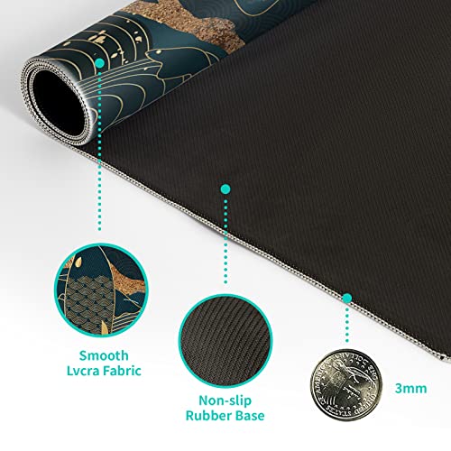 Japanese Gaming Mouse Pad XL - Extended Large Mouse Mat Desk Pad, Stitched Edges Mousepad, 3mm Thick Long Non-Slip Rubber Base Mice Pad, 31.5 X 11.8 Inch - Koi Fish Art - color: Koi Fish