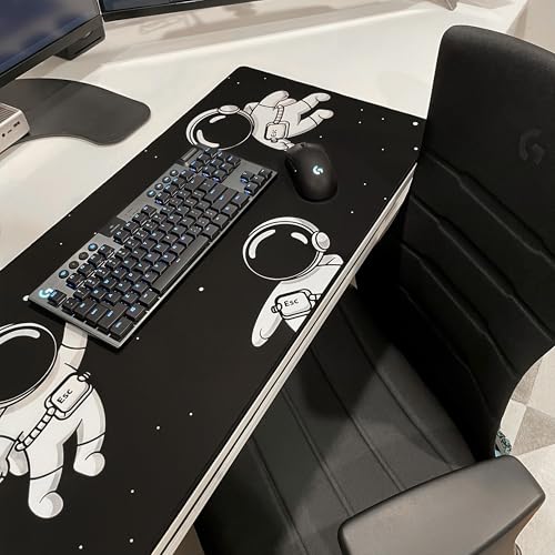 keycadets Gravity Gaming Mouse Pad, Extra Large Desk Pad for Keyboard and Mouse, Non-Slip Mousepad Desk Mat with Foam Core, Anti-Fray Lock Stitching and Low Friction Cloth Surface (35.4” x 15.8”) - color: Dark
