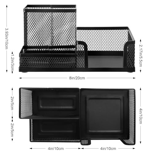 Comix Mesh Pen Pencil Holder Desk Organizer, 3 Compartment Wire Desktop Pen Pencil Cup Caddy Office Supplies Desk Accessories for Home Office School, Black - color: 3 Compartments