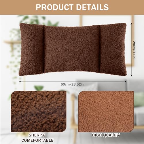 Queekay Fleece Lumbar Support Pillow 3 Section Back Pillow Office Chair for Back Support Comfortable Lumbar Cushion for Car Seat Pain Relief Sofa Rest(Brown) - color: Brown
