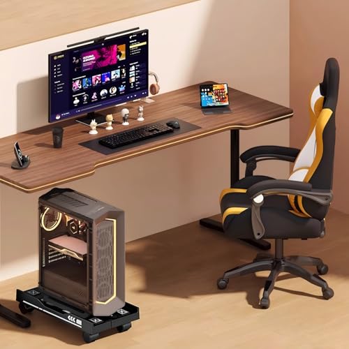 Adjustable Computer Tower Stand, Mobile PC Stand for Floor with 4 Locking Caster Wheels Fits Most PC, Under Desk CPU Holder for Office, Gamers and Students (White) - color: White