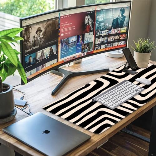 iCasso Gaming Mouse Pad (35.4x15.7 in), Large Stable Rubber Base Mousepad with Stitched Edges, Keyboard Mouse Mat for Work, Game, Office, Home - Curve - color: Curve