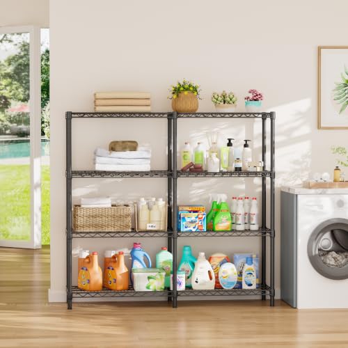 SINGAYE Shelf Closet Wire Shelving:Adjustable Metal Unit for Laundry Room Organization Bathroom Kitchen Home Garage Storage Pantry Rack Shelves - color: Black, size: 4Tier-14"Dx60"Wx59"H