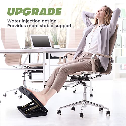 Foot Rest for Under Desk at Work, 4-Height Adjustable, Computer Foot Rest Under Desk, with Soft Pad, Adjustable Metal Frame, Ergonomic, for Office, Computer, Gaming, All-Season Use (Black) - color: Hard Padded- Black