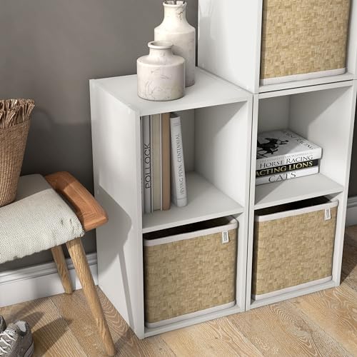 Homes: Inside + Out Apexa 2-Cube Storage Organizer Shelves, Stackable Wood Bookcase Fits Cubby Bins for Organization, Dorm Teen Room Decor & Home Office, White - color: White, size: 2-cube