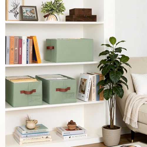 GRANNY SAYS Fabric Storage Bins, Closet Storage Bins for Shelves, Storage Basket with Handles, Collapsible Storage Boxes, Decorative Storage Box, Sage Green, Medium, 3-Pack - color: Sage Green, size: Medium