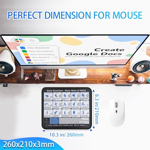 Desk Stretches Mouse Pad, Office Posture Exercise Guide Desk Mat, Non-Slip Smooth Mousepad for RSI Relief Remote Workers Gamers - color: Desk Stretches & Posture
