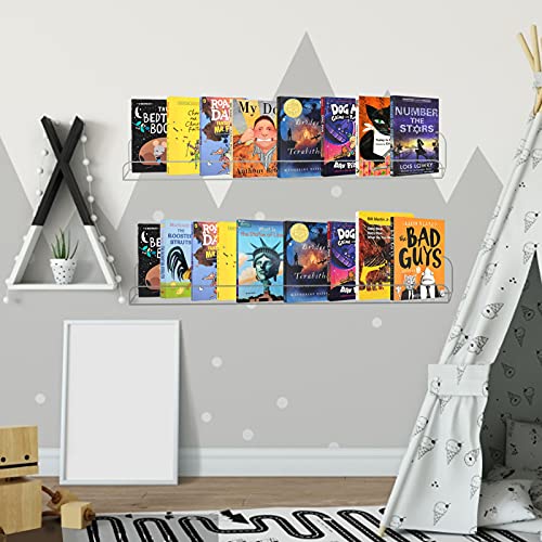 Weiai Clear Acrylic Floating Shelves 24 inch Wall Ledge Shelf Bookshelf 3 Pack