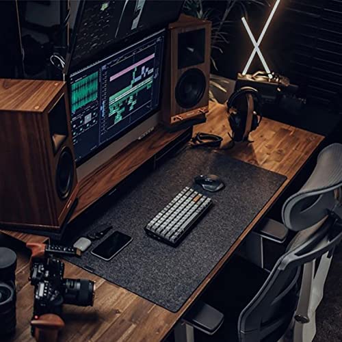 Felt Desk Mat, 35.5"x15.8", Large Keyboard and Mouse Pad for Computer, Non-Slip Wool Desk Pad for Office and Home, Dark Gray - color: Dark Gray