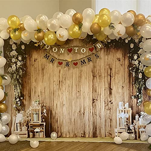 6.5x5ft Polyester Wedding Backdrop Rustic Floral Flower Wood Wall Backdrop Bridal Shower Reception Ceremony Photography Background Wedding Proposal Party Kids Birthday Party YouTube Photo Prop - size: 6.5x5ft-Polyester
