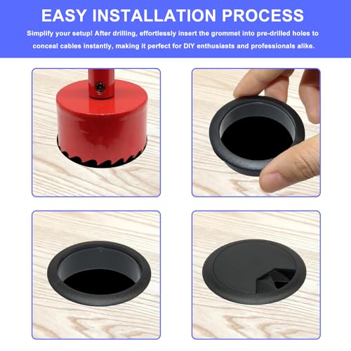 12PCS Desk Grommet,2Inch(50mm) Cable Grommet Hole Cover with Hole Saw,Ideal Solution for Office Home Table Cable Management Workers - size: 2"(50mm)