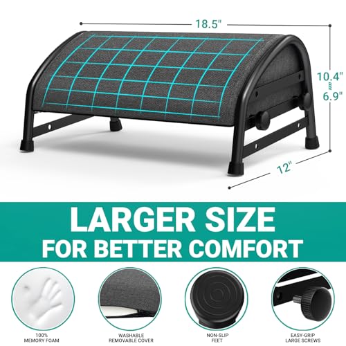 YEASHEIN Adjustable Foot Rest for Under Desk at Work, Ergonomic Foot Stools with 7 Positions, Elevated Cushion Under Desk Footrest with Metal Frame, Leg Rest Used for Home, Car, PC Gaming Accessories - color: Gray