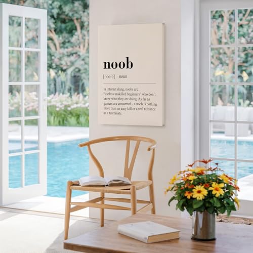 Poster Master Gaming Canvas - Noob Definition Print - Dictionary Art - Black & White Wall Design - Typography Art - Funny Game Room or Boy's Bedroom Wall Decor - 12x16 ROLLED Canvas - color: Style-02, size: 12"L x 16"W