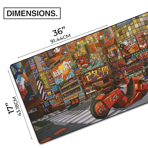 MPCO. Original Large Gaming Desk Mat – 36" x 17" Duraglyde Masterpiece Machinami Full Desk Mouse Pad for Smooth Precision – Non-Slip, Washable Extra-Large PC Mouse Pad for Gaming Sessions - color: DuraGlyde Machinami