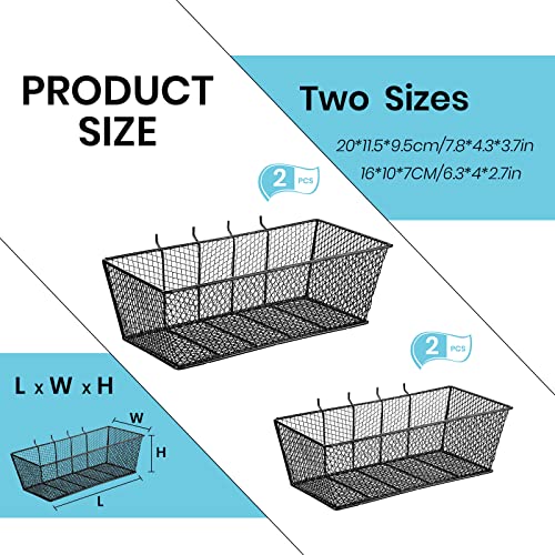 Sieral 4 Pcs Black Pegboard Baskets Metal Wire Shelf Baskets Peg Board Organizer Accessories Wall Mount Organizer Attachments for Garage Workbench Various Tool Accessories, 2 Sizes (Small, Medium) - color: Black, size: Small, Medium