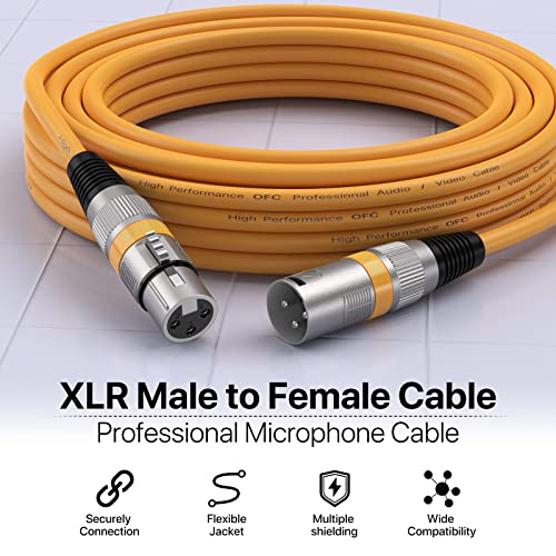 EBXYA XLR Cables 15ft 4 Packs - Mic Balanced DMX Cable with 3-Pin XLR Male to Female Microphone Cable (Red, Orange, Yellow, Blue) - color: 4 Colors, size: 15 feet