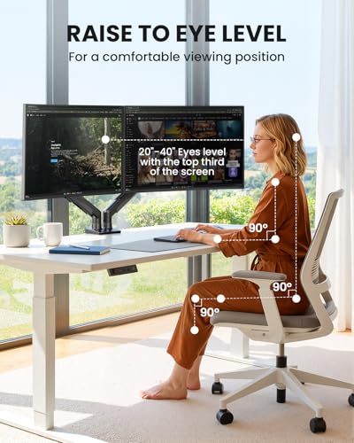 ErGear Dual Monitor Arm, Full Adjustable Monitor Mount for 13–32″ Screens, Fast Install Computer Monitor Stand with Tool-Free VESA Mount, Max Load 19.8 lbs, Max VESA 100x100mm - size: 13"-32", style: Dual Arms