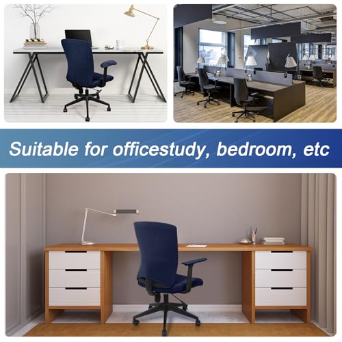 Tallew 4 Pcs Office Chair Covers Set Computer Universal Protective Stretchable Chair Seat Covers Desk Armrest Slipcovers Pads Office Cushion Backrest for Rotating (XL,Navy) - color: Navy Blue