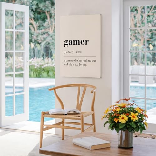Poster Master Gaming Canvas - Gamer Definition Print - Dictionary Art - Black & White Wall Design - Typography Art - Funny Game Room or Boy's Bedroom Wall Decor - 12x16 ROLLED Canvas - color: Style-01, size: 12"L x 16"W