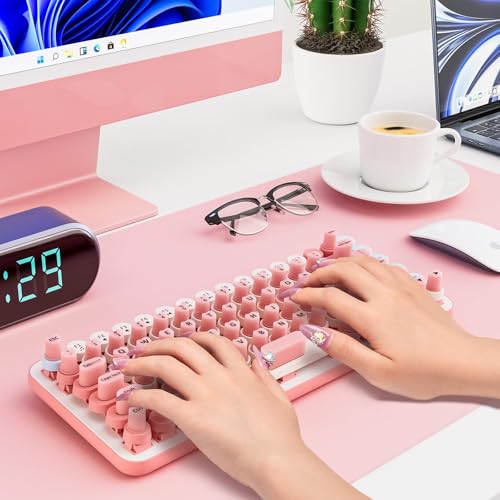 70PCS Raised Keyboard Stickers for Long Nails, Universal Nail Art Keyboard Bubbles, Self-Adhesive Keyboards for Long Nails, Comfortble Silicone Typing Keycaps for Office Girls Gaming - Pink - color: 70PCS - Pink